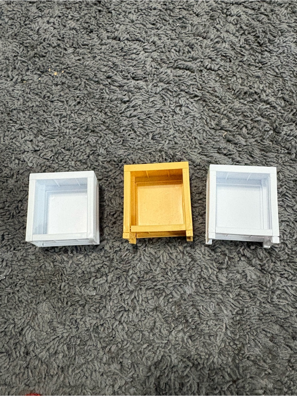 NWT Set of 3 Small Square Plastic Crates - White and Yellow